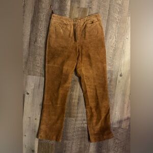 Tyler Boe Floral Pattern Tan Suede Pants